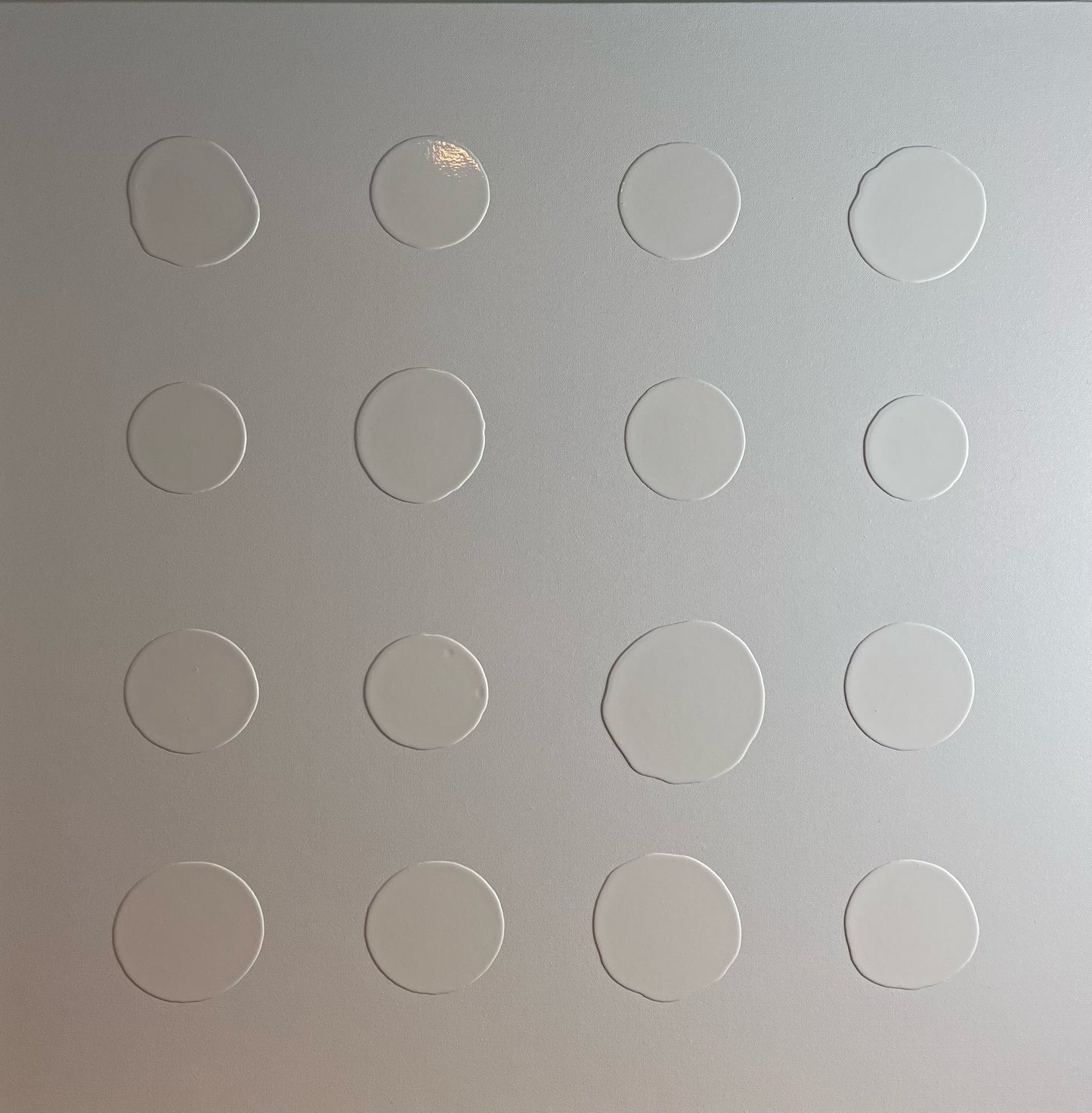 White on white dots 36" x 36"